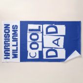 Koel papa Aangepaste naam Modern Blue en White Strandlaken (Voorkant)