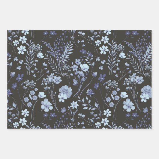 Koel Pastelblauw en Crème Kleurige Rustieke Waterv Inpakpapier Vel (Voorkant 2)