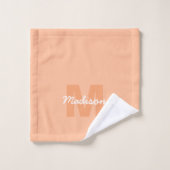 Koel pastelkleurig perzik kleur met aangepaste mon bad handdoek (Wasdoekje)