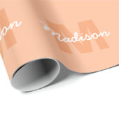 Koel pastelkleurig perzik kleur met aangepaste mon cadeaupapier (Rol Hoek)