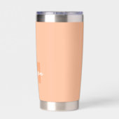 Koel pastelkleurig perzik kleur met aangepaste mon geïsoleerde drinkbeker (Achterkant)
