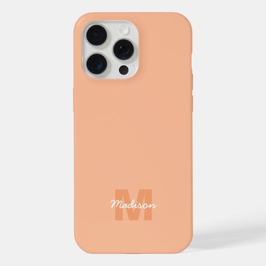 Koel pastelkleurig perzik kleur met aangepaste mon iPhone hoesje (Achterkant)