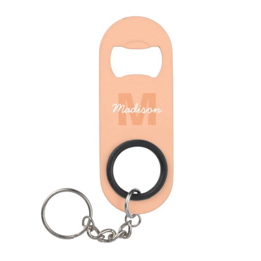Koel pastelkleurig perzik kleur met aangepaste mon mini flessenopener (Voorkant)