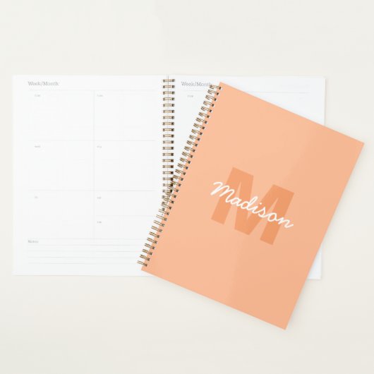 Koel pastelkleurig perzik kleur met aangepaste mon planner (Display)