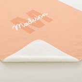 Koel pastelkleurig perzik kleur met aangepaste mon sherpa deken (3/4)