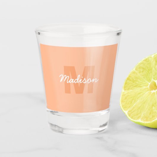 Koel pastelkleurig perzik kleur met aangepaste mon shot glas (Voorkant)