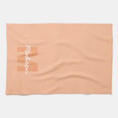 Koel pastelkleurig perzik kleur met aangepaste mon theedoek (Horizontaal)