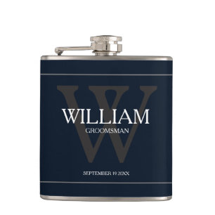 Koel persoonlijke Groomsman Name Navy Blue Flask Heupfles