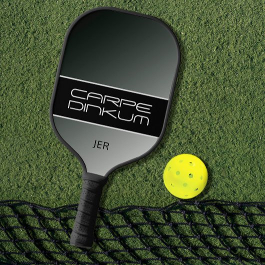Koel Pickleball Dink Pun Gradiënt Initialen Zwart Paddle
