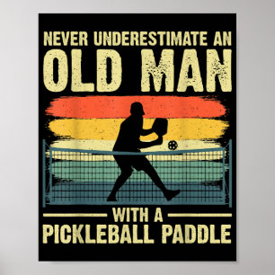 Koel Pickleball-ontwerp voor mannen Opa Pickleball Poster