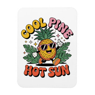 Koel Pijnboom Heete Zon Retro Ananas Zomer Vibe Magneet