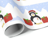 Koel pinguïn met kerstpakketten cadeaupapier (Rol Hoek)