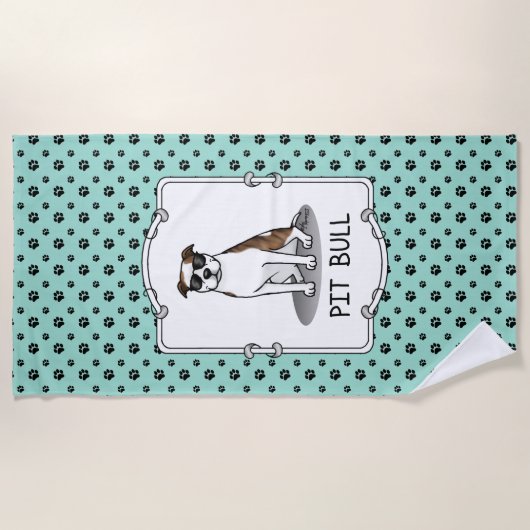 Koel Pit Bull en zonnebrillen (lt brindle white 3) Strandlaken (Voorkant)