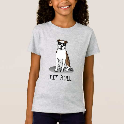 Koel Pit Bull en zonnebrillen (lt brindle white 3) T-shirt (Voorkant)
