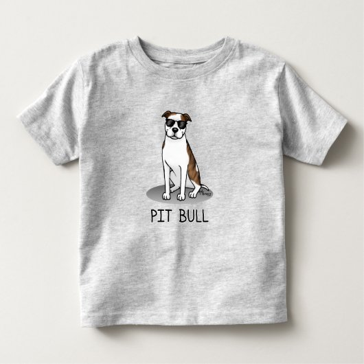 Koel Pit Bull met zonnebril (lt brindle white 3) Kinder Shirts (Voorkant)