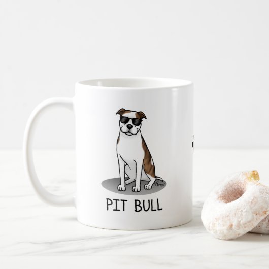 Koel Pit Bull met zonnebrillen (lt brindle white 3 Koffiemok (Met donut)