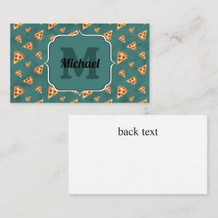 Koel pizza punten vintage teal patroon Monogram Visitekaartje