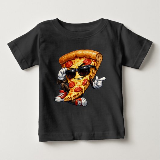 Koel Pizza Slice Mascotte met Zonnebril Kunst (Voorkant)