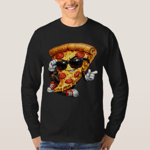 Koel Pizza Slice Mascotte met Zonnebril Kunst T-shirt