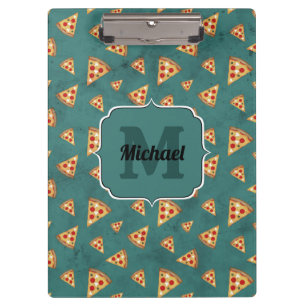 Koel pizza snij vintage teal patroon Monogram Klembord