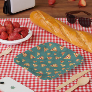 Koel pizza snij vintage teal patroon papieren bordje