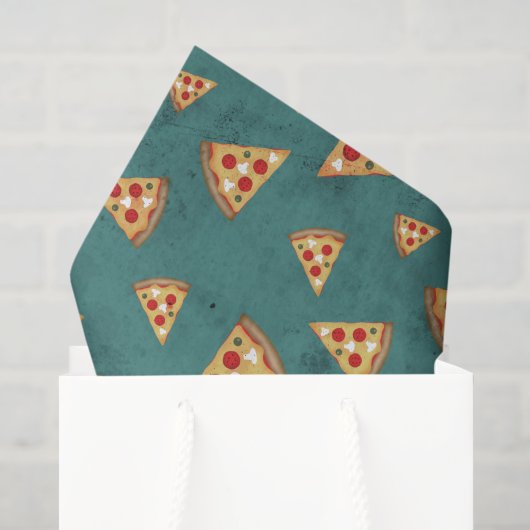 Koel pizza snij vintage teal patroon tissuepapier (Cadeauzakje)