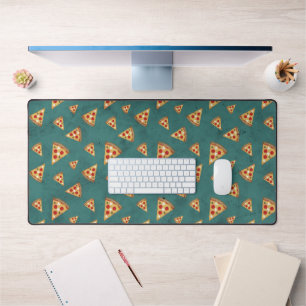 Koel pizza-snijden vintage teal patroon bureaumat
