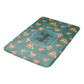 Koel pizza snijder vintage teal patroon Monogram Badmat (Gekanteld)