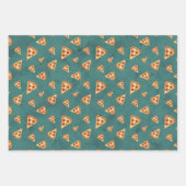 Koel pizza snijdt  blauwgroen patroon inpakpapier vel (Voorkant 3)