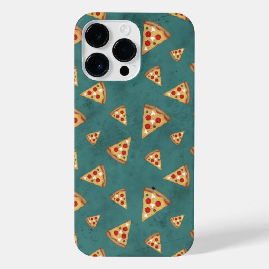 Koel pizza snijdt blauwgroen patroon iPhone hoesje (Achterkant)