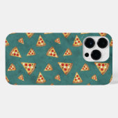 Koel pizza snijdt blauwgroen patroon iPhone hoesje (Achterkant horizontaal)