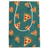 Koel pizza snijdt  blauwgroen patroon medium cadeauzakje (Voorkant)