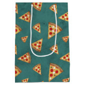 Koel pizza snijdt  blauwgroen patroon medium cadeauzakje (Achterkant)