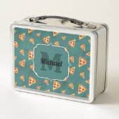 Koel pizza snijdt blauwgroen patroon Monogram (Achterkant)