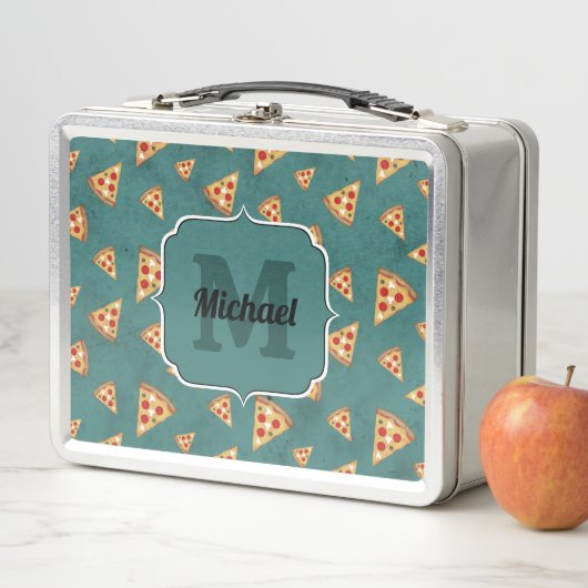 Koel pizza snijdt  blauwgroen patroon Monogram (In situ)