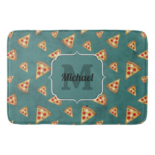 Koel pizza snijdt  blauwgroen patroon Monogram Badmat