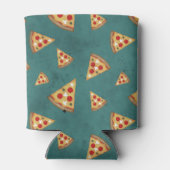Koel pizza snijdt  blauwgroen patroon Monogram Blikjeskoeler (Achterkant)
