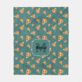 Koel pizza snijdt  blauwgroen patroon Monogram Fleece Deken (Voorkant)
