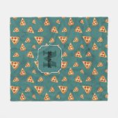 Koel pizza snijdt  blauwgroen patroon Monogram Fleece Deken (Voorkant (Horizontaal))