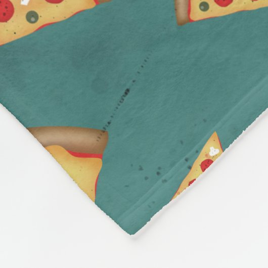 Koel pizza snijdt  blauwgroen patroon Monogram Fleece Deken (Hoek)