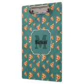 Koel pizza snijdt  blauwgroen patroon Monogram Klembord (Links)