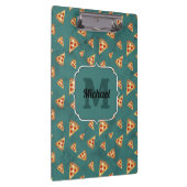 Koel pizza snijdt  blauwgroen patroon Monogram Klembord (Rechts)