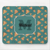 Koel pizza snijdt  blauwgroen patroon Monogram Muismat (Voorkant)
