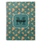 Koel pizza snijdt  blauwgroen patroon Monogram Notitieboek (Voorkant)