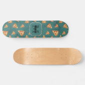 Koel pizza snijdt  blauwgroen patroon Monogram Persoonlijk Skateboard (Horizontaal)