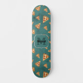 Koel pizza snijdt  blauwgroen patroon Monogram Persoonlijk Skateboard (Voorkant)