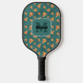Koel pizza snijdt blauwgroen patroon Monogram Pickleball Paddle (Voorkant)