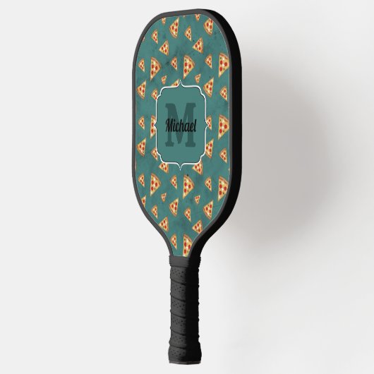 Koel pizza snijdt blauwgroen patroon Monogram Pickleball Paddle (Links)