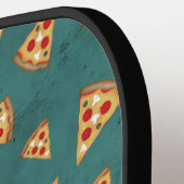 Koel pizza snijdt blauwgroen patroon Monogram Pickleball Paddle (Links Detail)