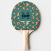 Koel pizza snijdt blauwgroen patroon Monogram Tafeltennisbatje (Voorkant)